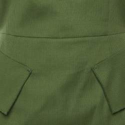 Pre Owned Roland Mouret Green Cotton Titanium Midi Dress L