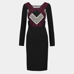 Pre Owned Roland Mouret Color Block Textured Crepe Shapur Mini Dress M