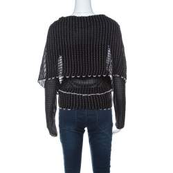 Roland Mouret Black Alpaca Weave Knit Charp Cape Overlay Top M