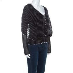 Roland Mouret Black Alpaca Weave Knit Charp Cape Overlay Top M