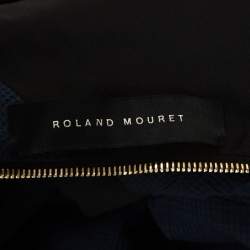 Pre Owned Roland Mouret Navy Blue Floral Waffle Cotton Grendon Dress M