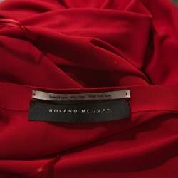 Pre Owned Roland Mouret Red Crepe Asymmetric One Shoulder Maxi Dress M