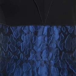 Pre Owned Roland Mouret Navy Blue Mirah Jacquard Cotton Silk Midi Dress S