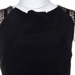 Pre Owned Roland Mouret Black Stretch Crepe & Lace Insert Sleeveless Jumpsuit L