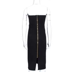 Pre Owned Roland Mouret Black Wool Crepe Strapless Sheath Dress L