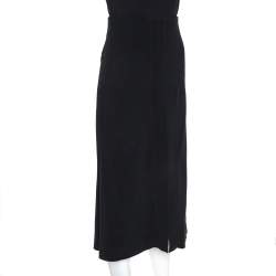 Pre Owned Roland Mouret Black Crepe Slit Detail Skirt XL 