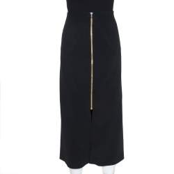 Pre Owned Roland Mouret Black Crepe Slit Detail Skirt XL 