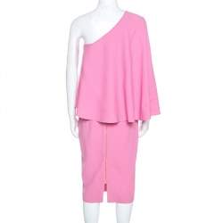 Pre Owned Roland Mouret Pink Crepe One Shoulder Amaral Dress S