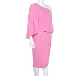 Pre Owned Roland Mouret Pink Crepe One Shoulder Amaral Dress S