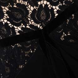 Pre Owned Roland Mouret Black Crepe & Lace Draped Harmon Dress M