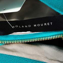 Pre Owned Roland Mouret Turquoise Blue Wool Crepe Sheath Dress L