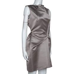 Pre Owned Roland Mouret Limited Edition Taupe Satin Zonda Mini Dress L