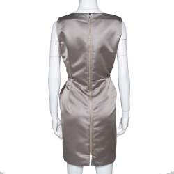 Pre Owned Roland Mouret Limited Edition Taupe Satin Zonda Mini Dress L