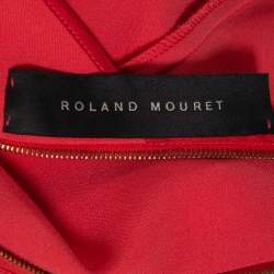Pre Owned Roland Mouret Red Crepe Cowl Neck Knee Length Dress S