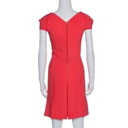 Pre Owned Roland Mouret Red Crepe Cowl Neck Knee Length Dress S