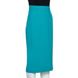 Pre Owned Roland Mouret Teal Blue Wool Crepe Arreton Pencil Skirt M