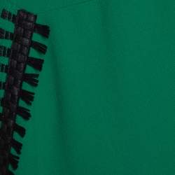 Pre Owned Roland Mouret Green Wool Crepe Fringed Asymmetric Skirt M