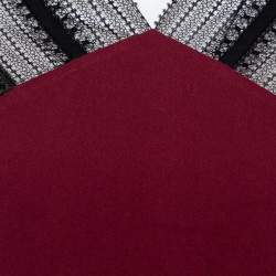 Pre Owned Roland Mouret Limited Edition Burgundy Crepe Lace Trim Dave Top S 