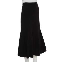 Pre Owned Roland Mouret Black Wool Paneled Flared Midi Skirt M