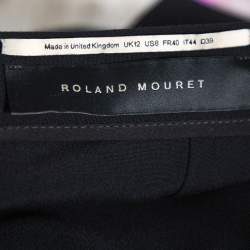 Pre Owned Roland Mouret Black Velvet & Crepe Paneled Pencil Skirt M