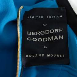 Pre Owned Roland Mouret Limited Edition Blue & White Crepe Sleeveless Sheath Dress M