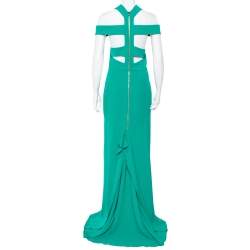 Pre Owned Roland Mouret Green Crepe Cut-Out Detail Cold Shoulder Long Dress XL