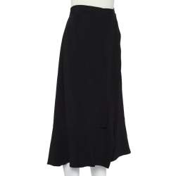 Pre Owned Roland Mouret Black Crepe Ruffled Faux Wrap Midi Skirt XL