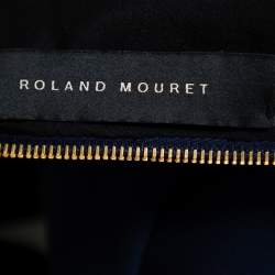 Pre Owned Roland Mouret Navy Blue Crepe Contrast Trim Cold Shoulder Jumpsuit S
