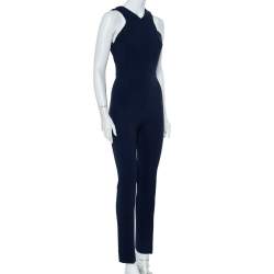 Pre Owned Roland Mouret Navy Blue Crepe Criss Cross Back Detail Sleeveless Jumpsuit S