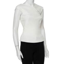 Roland Mouret White Crepe Cutout Detail Panelled Florence Top S