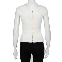 Roland Mouret White Crepe Cutout Detail Panelled Florence Top S