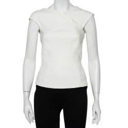 Roland Mouret White Crepe Cutout Detail Panelled Florence Top S