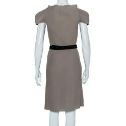 Pre Owned Roland Mouret Beige Crepe Draped Effect Belted Midi Dress M