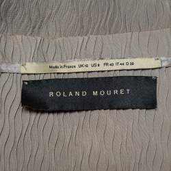 Pre Owned Roland Mouret Beige Crepe Draped Effect Belted Midi Dress M