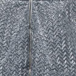 Pre Owned Roland Mouret Silver Embossed Lurex Strapless Ambrose Dress S