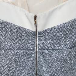 Pre Owned Roland Mouret Silver Embossed Lurex Strapless Ambrose Dress S