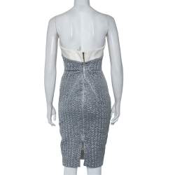 Pre Owned Roland Mouret Silver Embossed Lurex Strapless Ambrose Dress S