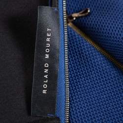 Roland Mouret Navy Blue Textured Cotton Pencil Skirt S