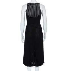 Roland Mouret Black Panelled Knit Draped Detail Sleeveless Midi Dress S