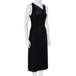 Roland Mouret Black Panelled Knit Draped Detail Sleeveless Midi Dress S