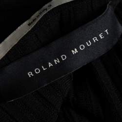 Roland Mouret Black Panelled Knit Draped Detail Sleeveless Midi Dress S