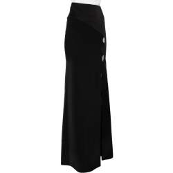 Pre Owned Roland Mouret Black Crepe Slit Detail Paneled Maxi Skirt S