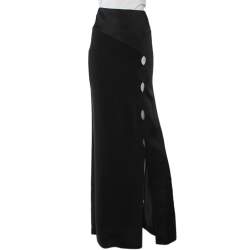 Pre Owned Roland Mouret Black Crepe Slit Detail Paneled Maxi Skirt S
