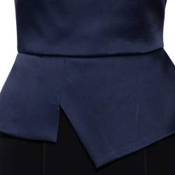 Pre Owned Roland Mouret Bicolor Crepe & Sateen Front Slit Detail Devey Strapless Gown M