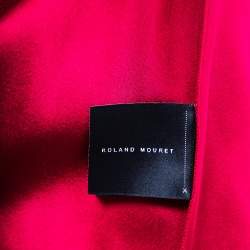 Pre Owned Roland Mouret Burgundy Sateen Draped Detail Addover Strapless Gown M