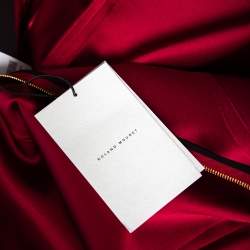 Pre Owned Roland Mouret Burgundy Sateen Draped Detail Addover Strapless Gown M