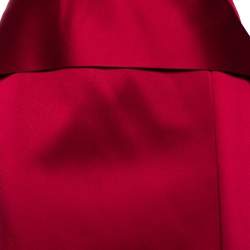 Pre Owned Roland Mouret Burgundy Sateen Draped Detail Addover Strapless Gown M