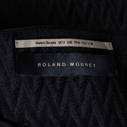 Pre Owned Roland Mouret Black Patterned Organza Draped Pasha Top M