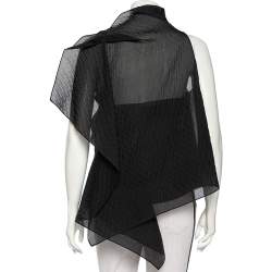 Pre Owned Roland Mouret Black Patterned Organza Draped Pasha Top M