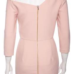 Pre Owned Roland Mouret Pink Crepe Asymmetric Neck Detail Midi Dress M